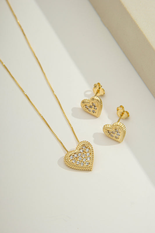 Heart Zirconia Jewelry Set Gold