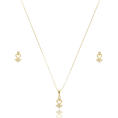 Delicate Heart Zirconia Jewelry Set Gold
