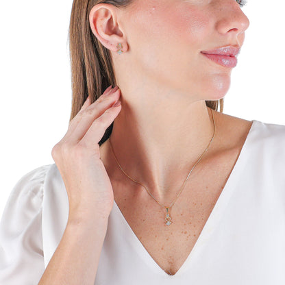 Delicate Heart Zirconia Jewelry Set Gold
