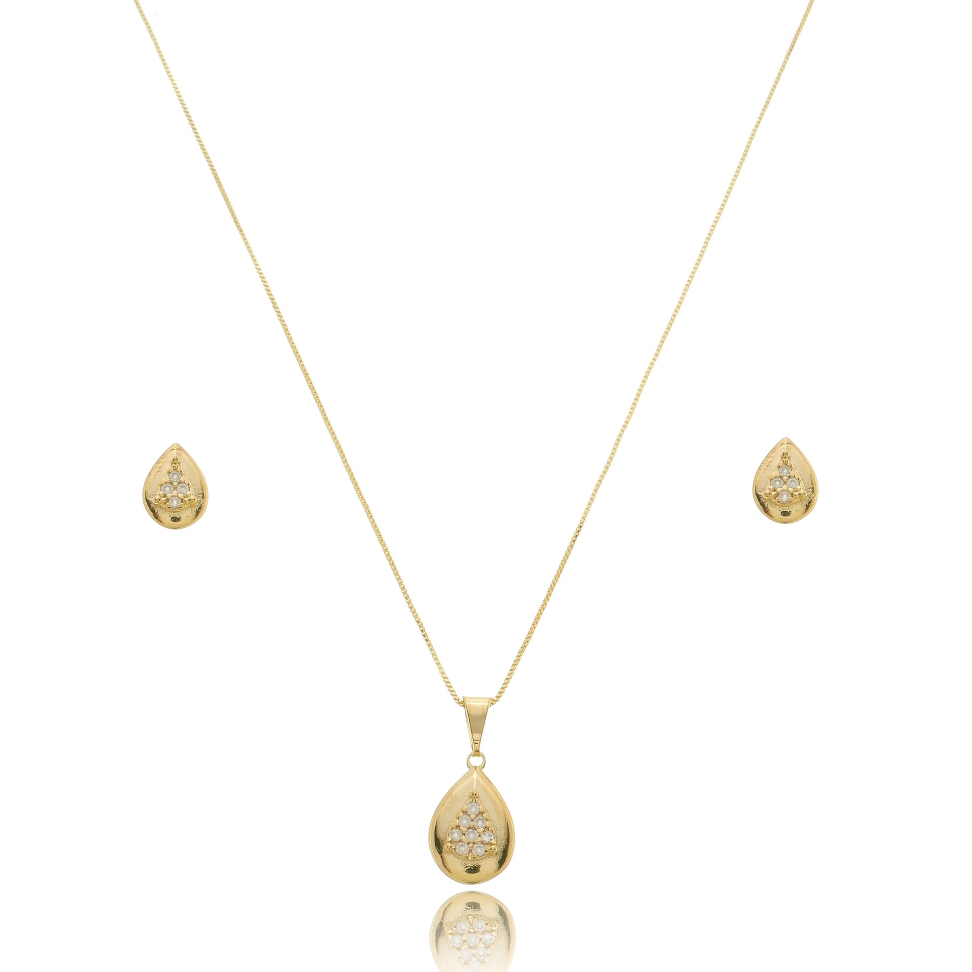 Teardrop Zirconia Jewelry Set Gold