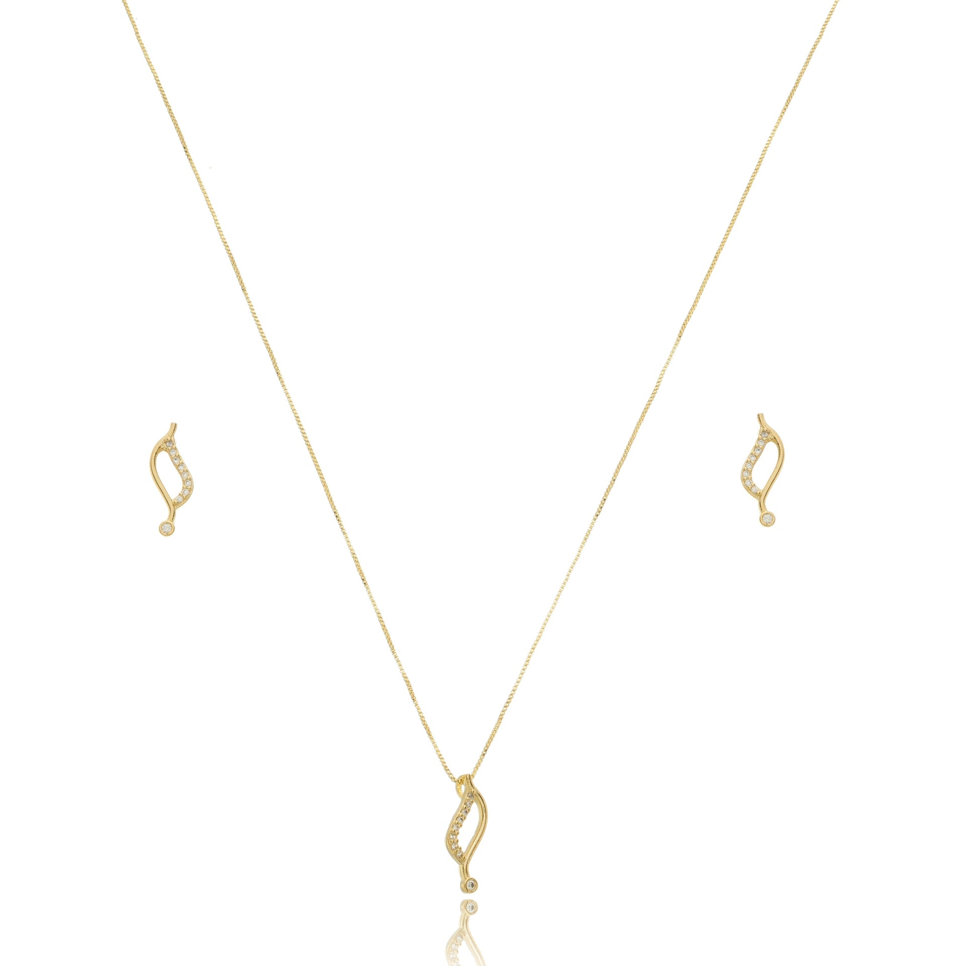 Wave Zirconia Jewelry Set Gold