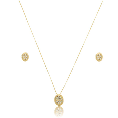 Oval Zirconia Jewelry Set Gold