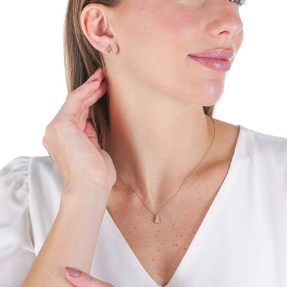 Curved Triangle Zirconia Jewelry Set Gold
