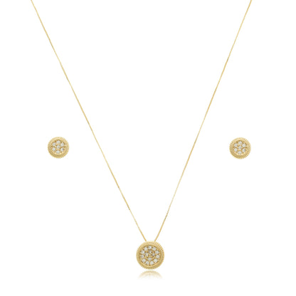 Delicate Round Zirconia Jewelry Set Gold