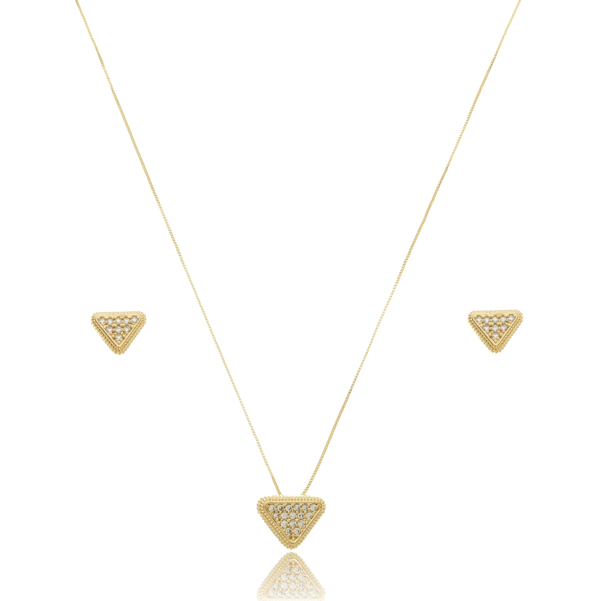 Triangle Zirconia Jewelry Set Gold