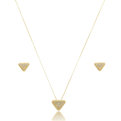 Triangle Zirconia Jewelry Set Gold