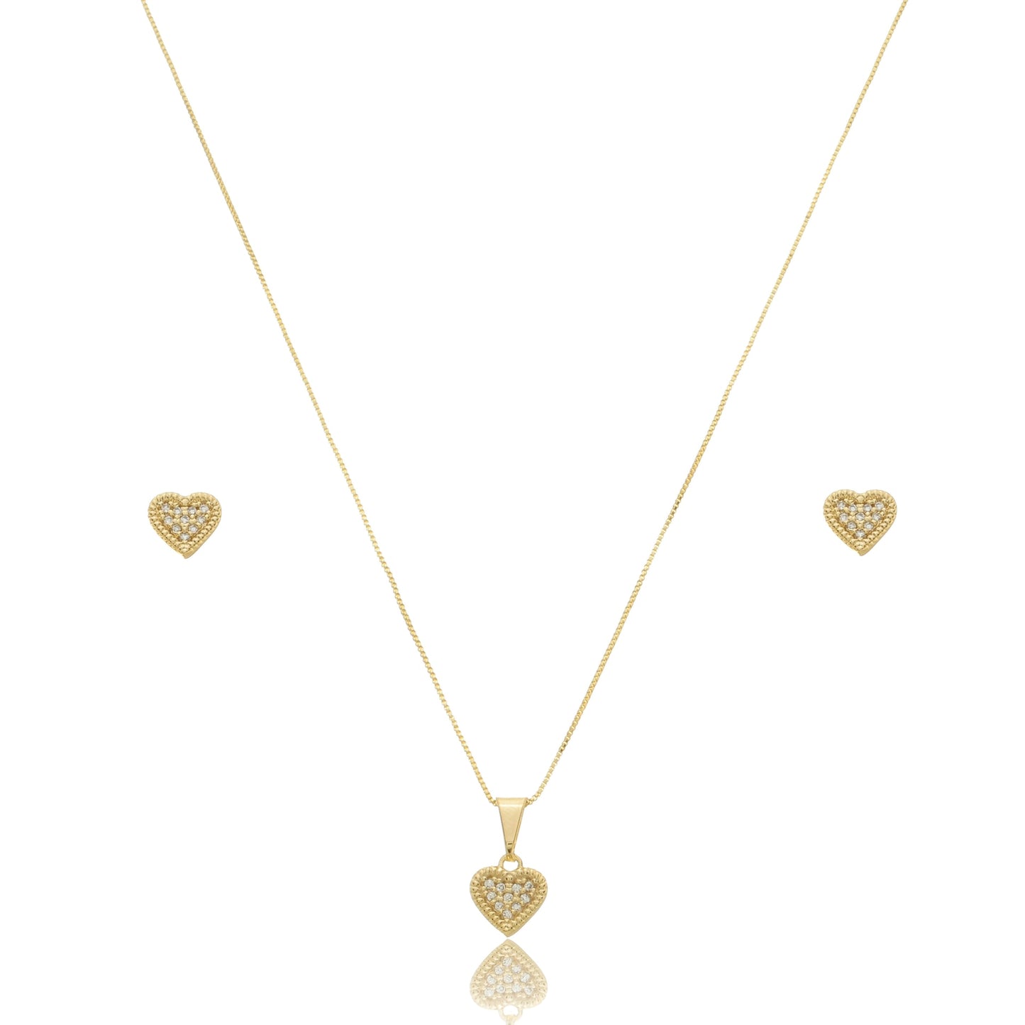 Dainty Heart Zirconia Jewelry Set Gold