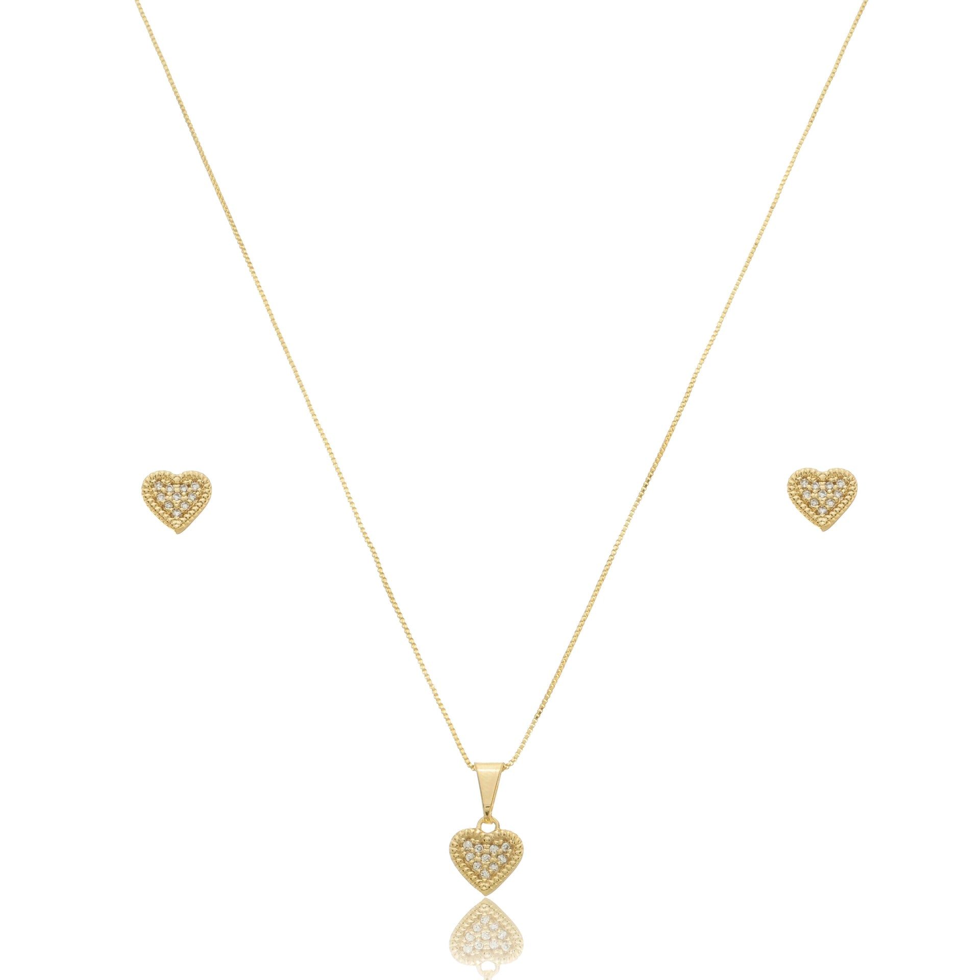 Dainty Heart Zirconia Jewelry Set Gold