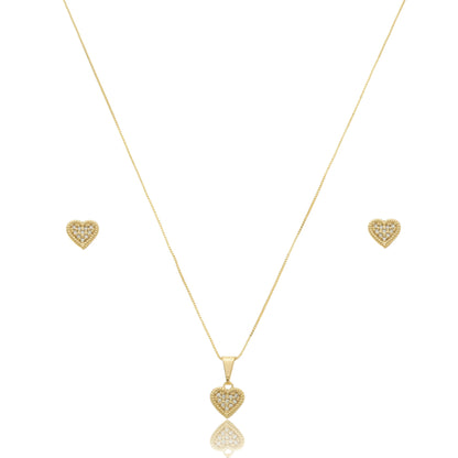 Dainty Heart Zirconia Jewelry Set Gold