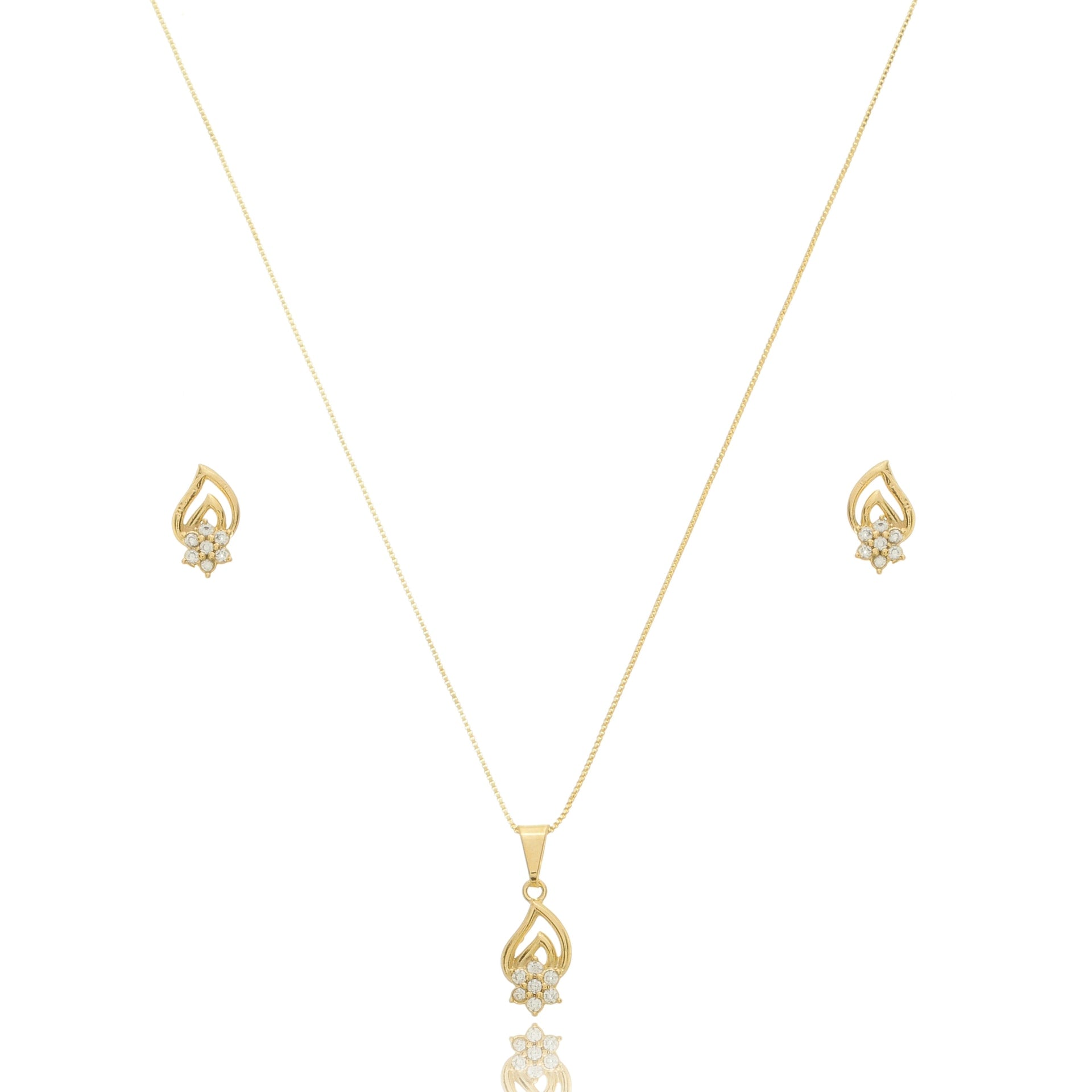 Teardrop Jewelry Set with Zirconia Accent Gold