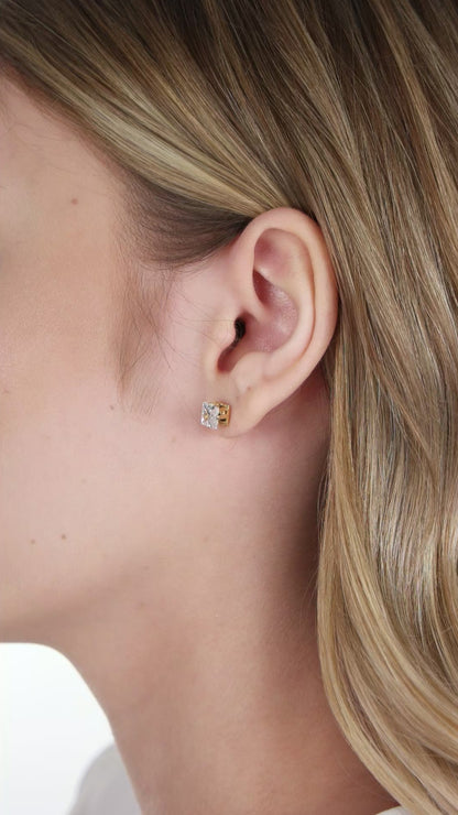Princess Cut Stud Earring