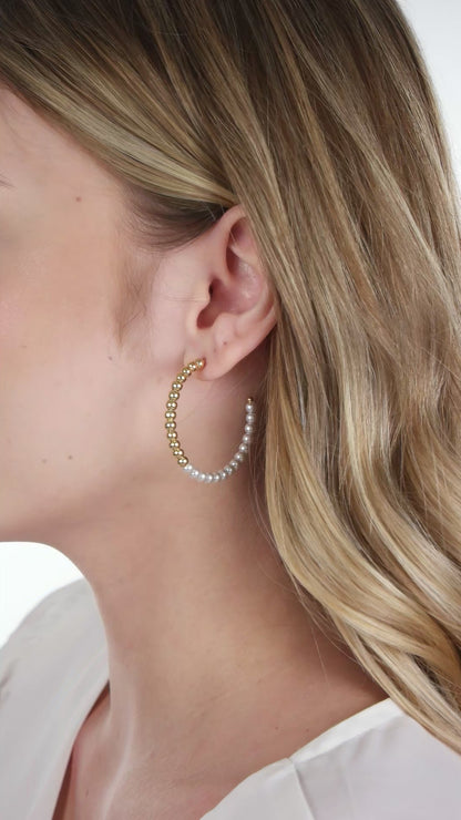 40mm Bead and Pearl Hoops