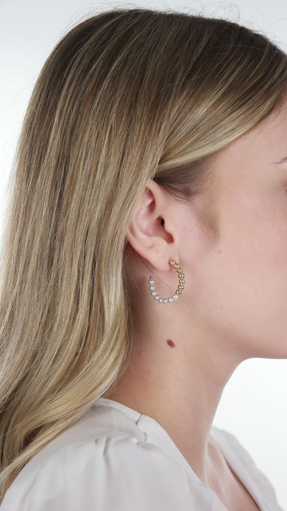 Beaded Pearl Hoops