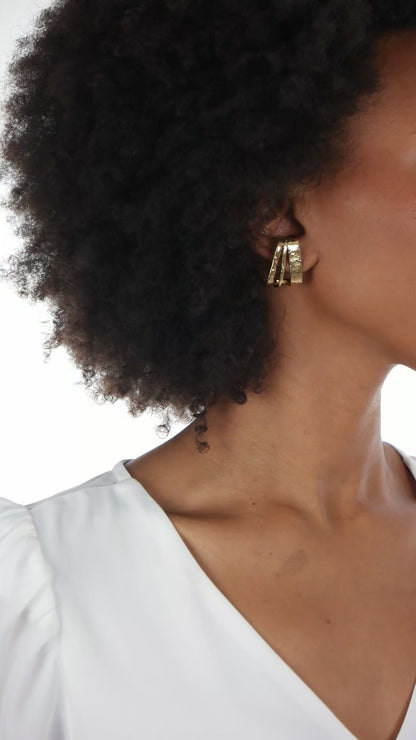 Hammered Statement Arc Earrings