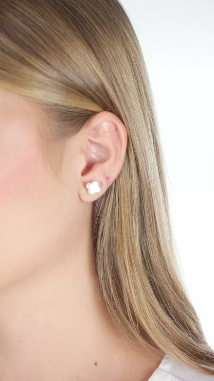 Grande Pearl Lucky Clover Studs