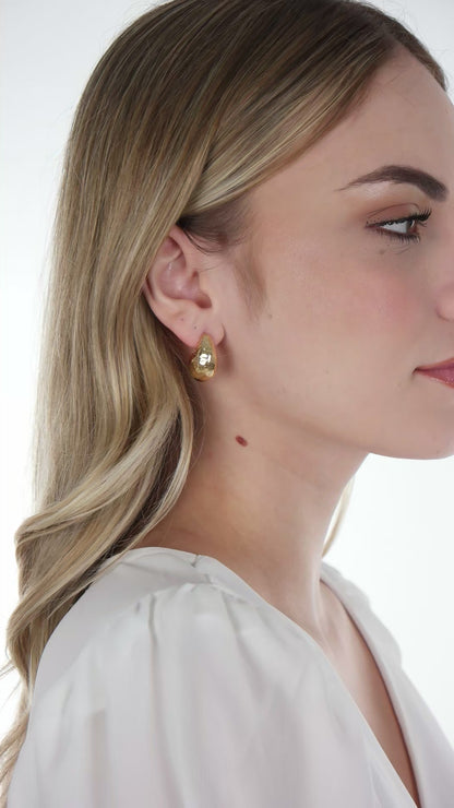 20mm Hammered Teardrop Earrings