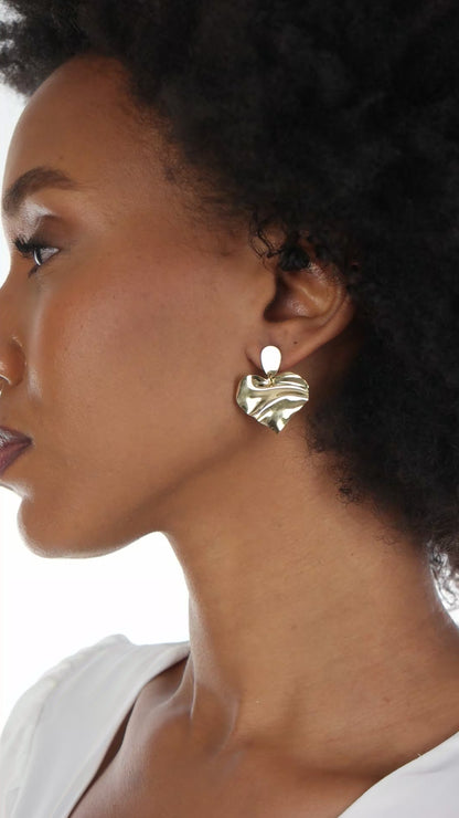 Glimmering Heart Drop Earrings